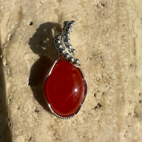 Sterling Silver Carnelian Necklace Pendant - Picture 9 of 10